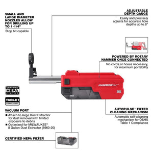 Milwaukee 2916-DE M18 FUEL HAMMERVAC 1-1/4in Dedicated Dust Extractor