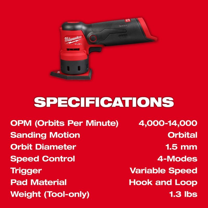 Milwaukee 2531-20 M12 FUEL Orbital Detail Sander