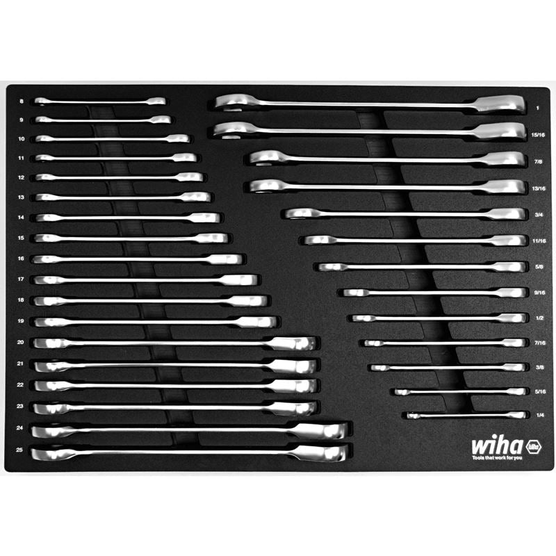 WIHA 30392 31 Piece Ratcheting Wrench Tray Set - SAE and Metric