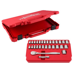 Milwaukee 48-22-9088 29pc 3/8in Drive Metric and SAE Ratchet and Socket Set with FOUR FLAT SIDES