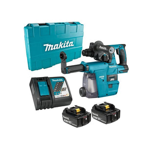 Makita DHR242RTEW 18V LXT Brushless Cordless 15/16 in SDS-PLUS Rotary Hammer w/DX06 Dust Extraction Attachment (5.0 Ah x2 Kit)