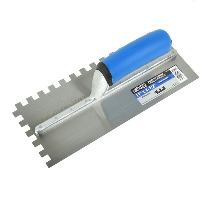 ProXTile 11 in. x 4 1/2 in. Square Notched Trowel with Soft Grip (3/8 in. x 3/8 in. Sq Notch)