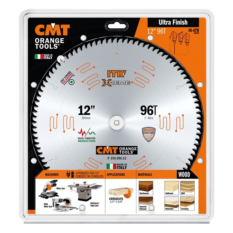 CMT ORANGE TOOLS 255.096.12 12 in ITK Xtreme 96T Ultra Finish Wood Saw Blade