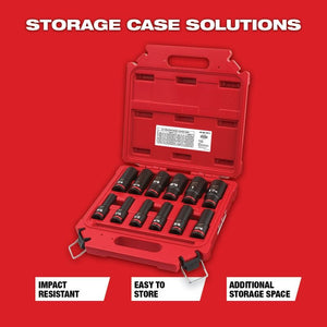 Milwaukee 49-66-7011 12PC SHOCKWAVE Impact Duty 1/2in Drive SAE Deep 6 Point Socket Set