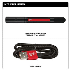 Milwaukee 2010R Rechargeable 250L Penlight w/ Laser