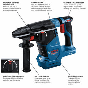 Bosch GBH18V-24CN 18V Brushless Connected SDS-plus Bulldog 1 In. Rotary Hammer (Bare Tool)