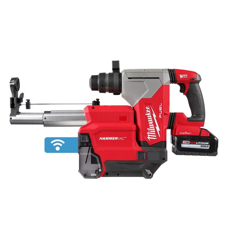 Milwaukee 2915-22DE M18 FUEL 1-1/8in SDS Plus Rotary Hammer w/ ONE-KEY and HAMMERVAC Dedicated Dust Extractor Kit