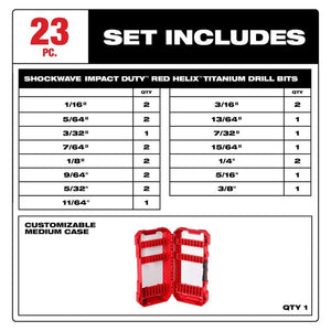 Milwaukee 48-89-4631 SHOCKWAVE Impact Duty RED HELIX Titanium Drill Bit Set - 23PC