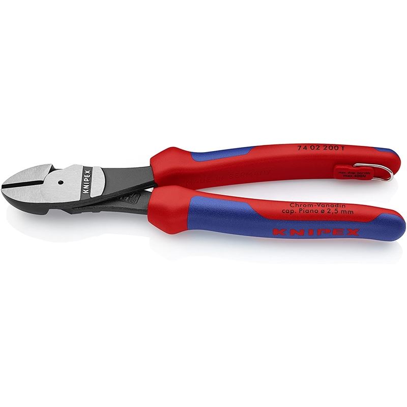 KNIPEX 74 02 200 T BKA 8 in High Leverage Diagonal Cutters, Multi-Component, Tethered Attachment