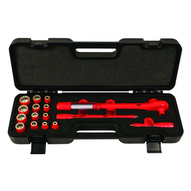 Wiha Insulated 3/8in Drive Ratcheting Torque Wrench Metric Socket Set