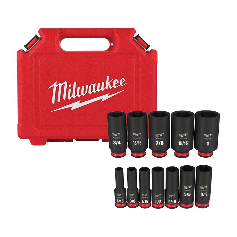 Milwaukee 49-66-7006 12PC SHOCKWAVE Impact Duty 3/8in Drive SAE Deep 6 Point Socket Set