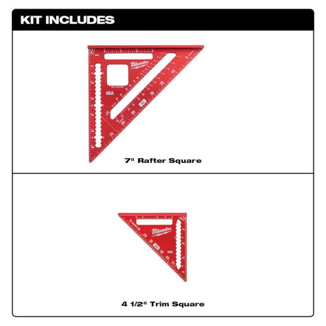 Milwaukee MLSQ070P 7in Rafter Square and 4-1/2in Trim Square Set