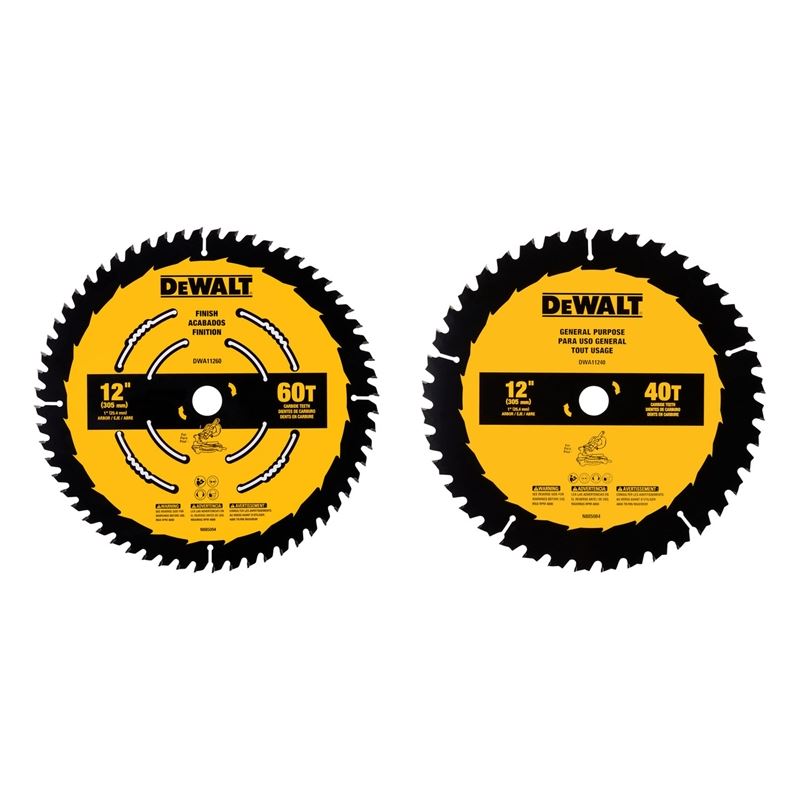 DEWALT DWA112CMB 12 in. 40T / 60T General Purpose Combo Pack