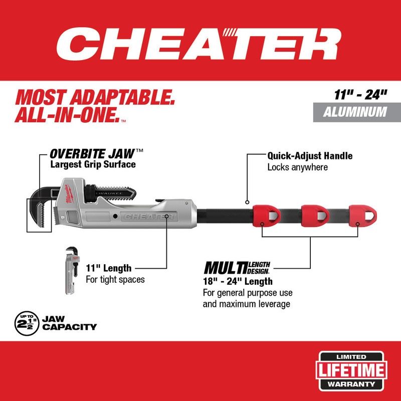 Milwaukee 48-22-7318 CHEATER Aluminum Adaptable Pipe Wrench