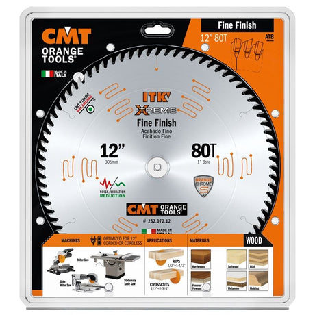 CMT 252.072.12 12 in Fine Finsh Saw Blade - 80T