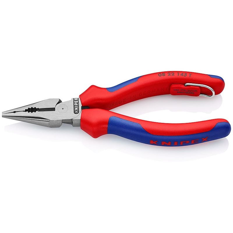 KNIPEX 08 22 145 T BKA 5-3/4 in Needle-Nose Combination Pliers, Multi-Component, Tethered Attachment