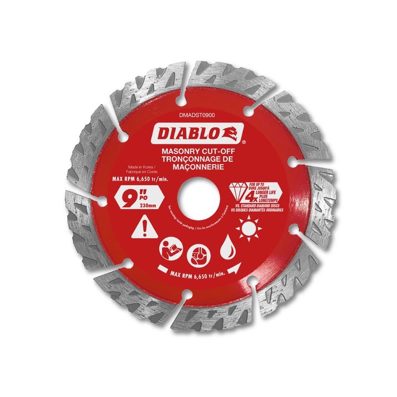 Diablo DMADST0900 9 in. Diamond Segmented Turbo Cut-Off Discs for Masonry