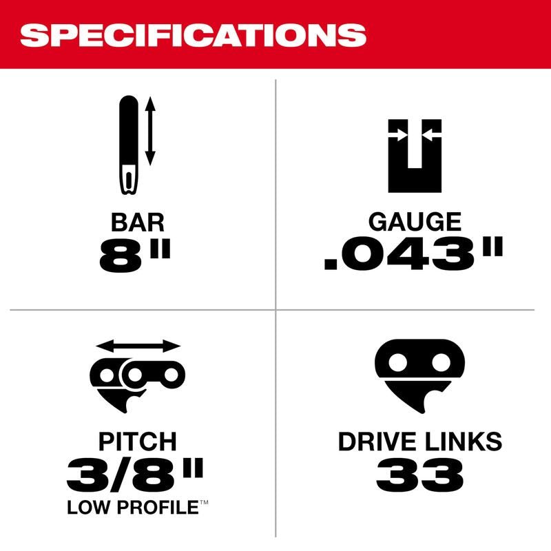 Milwaukee 49-16-2750 8in Pruning Saw Chain