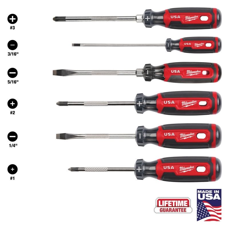 Milwaukee MT200-6 6PC Cushion Grip Screwdriver Set (USA)