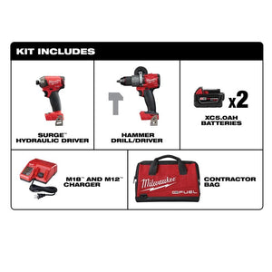 2999-22 M18 FUEL 18-Volt Lithium-Ion Brushless Cordless Surge Impact Driver/Hammer Drill Combo Kit - 2 Tool