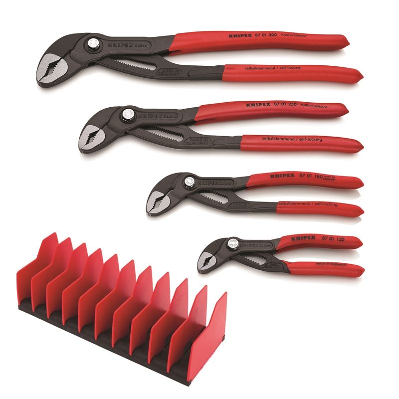 Knipex 9K 00 80 138 US - 4 Piece CobraÂ® Pilers set- with FREE 10 Piece Tool Holder