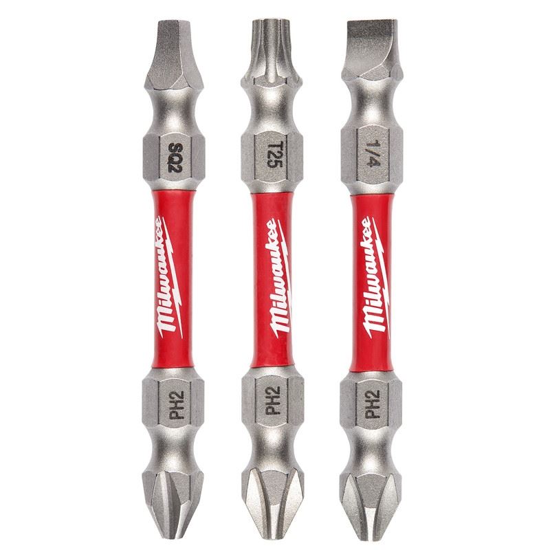 Milwaukee 48-32-4319 SHOCKWAVE Impact Duty PH2/SQ2/T25 Double Ended Bits 3PC