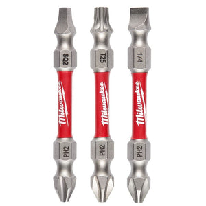 Milwaukee 48-32-4319 SHOCKWAVE Impact Duty PH2/SQ2/T25 Double Ended Bits 3PC