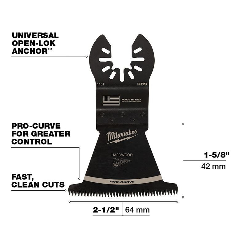 Milwaukee 49-25-1151 OPEN-LOK 2-1/2 in Hcs Japanese Tooth Pro-Curve Hardwood Blade 1 Pk