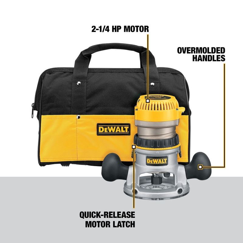 DEWALT DW618K 2-1/4 HP (maximum motor HP) EVS Fixed Base Router Kit with Soft Start