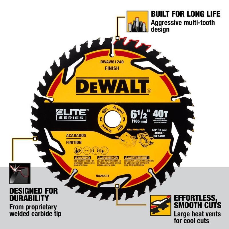 DEWALT DWAW61240 6-1/2in 40T ELITE SERIES BLADE