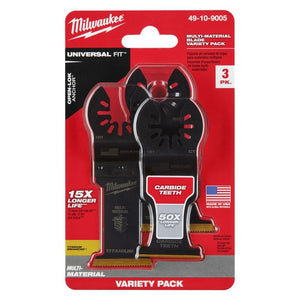 Milwaukee 49-10-9005 OPEN-LOK 3pc Multi-Material Cutting Multi-Tool Blade Variety Pack