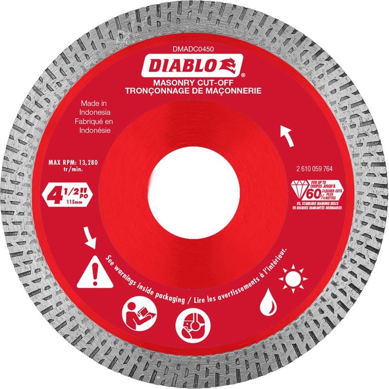 Diablo DMADC0450 4-1/2 in. Diamond Continuous Rim Cut-Off Discs for Masonry