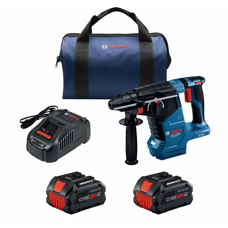 Bosch GBH18V-24CK24 18V Brushless Connected SDS-plus Bulldog 1 In. Rotary Hammer with (2) CORE 18V PROFACTOR Performance Batteries