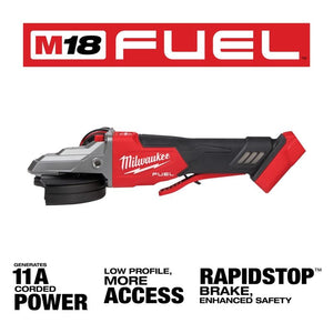 Milwaukee 2886-20 M18 FUEL 5in Flathead Braking Grinder, Paddle Switch No-Lock