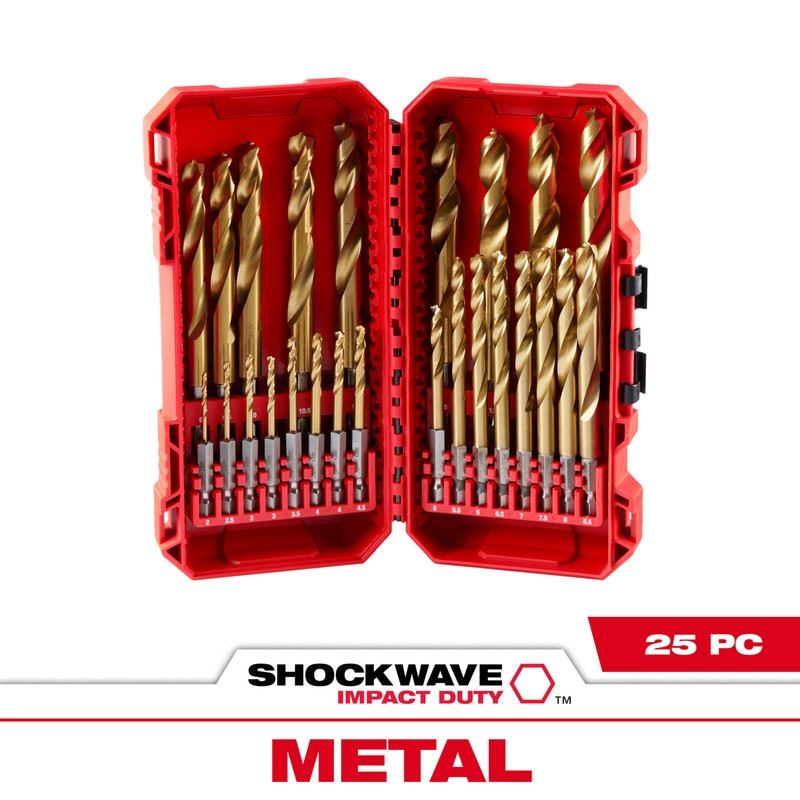 Milwaukee 48-89-4861 SHOCKWAVE Impact Duty RED HELIX Titanium Metric Drill Bit  Set - 25PC