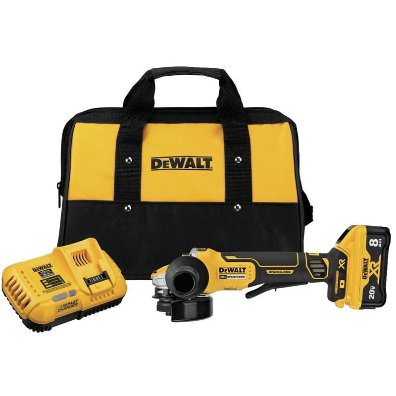 DEWALT DCG415W1 20V MAX* XR Brushless 4-1/2 - 5 in. Switch Small Angle Grinder With POWER DETECTTool Technology Kit