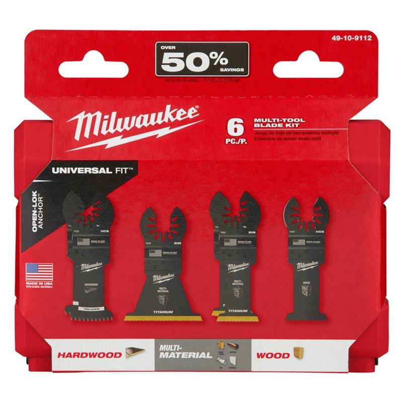 Milwaukee 49-10-9112 OPEN-LOK 6pc Multi-Tool Blade Kit