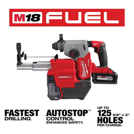 Milwaukee 2912-22DE M18 FUEL 1 in SDS Plus Rotary Hammer Dust Extractor Kit