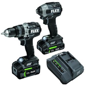 FLEX FXM204-2B 24V Brushless Drill Driver (Turbo Mode) and Impact Driver w/ Quick Eject Kit