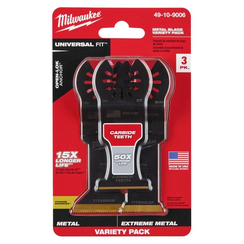 Milwaukee 49-10-9006 OPEN-LOK 3pc Metal Cutting Multi-Tool Blade Variety Pack