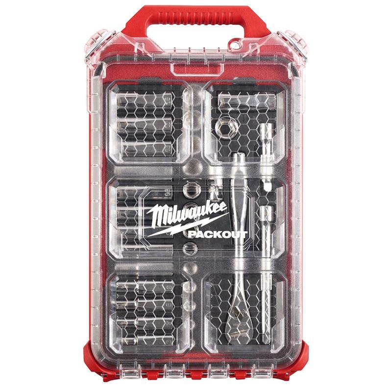 Milwaukee 48-22-9482 3/8â€ Drive 32pc Ratchet & Socket Set with PACKOUT Low-Profile Compac