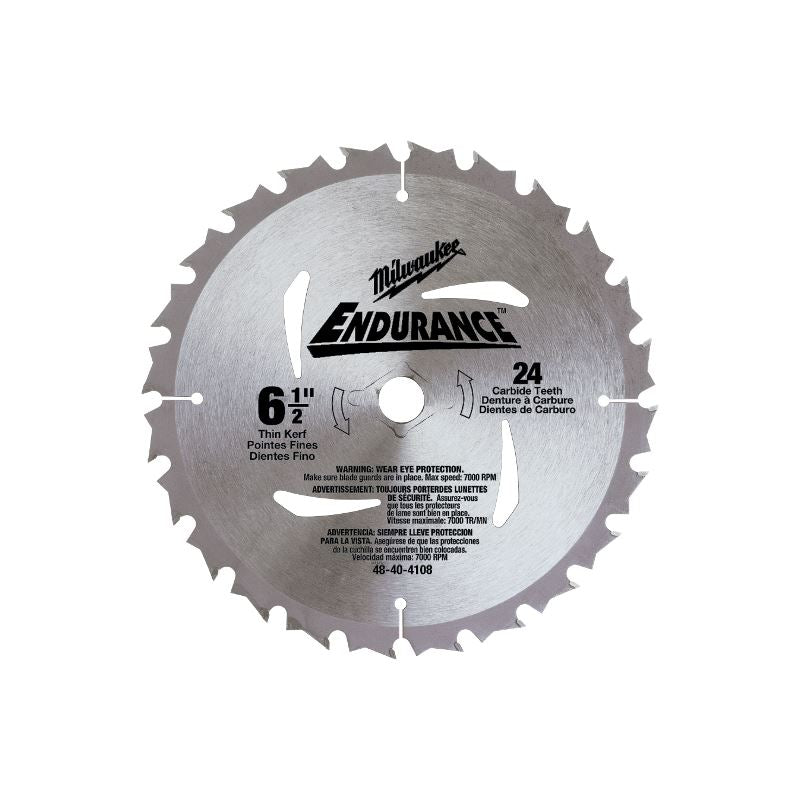 Milwaukee 48-40-4108 Circular Saw Blade 6-1/2" 24 Carbide Teeth (1 per pack)