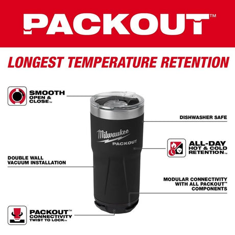 Milwaukee 48-22-8392B PACKOUT 20oz Tumbler - Black