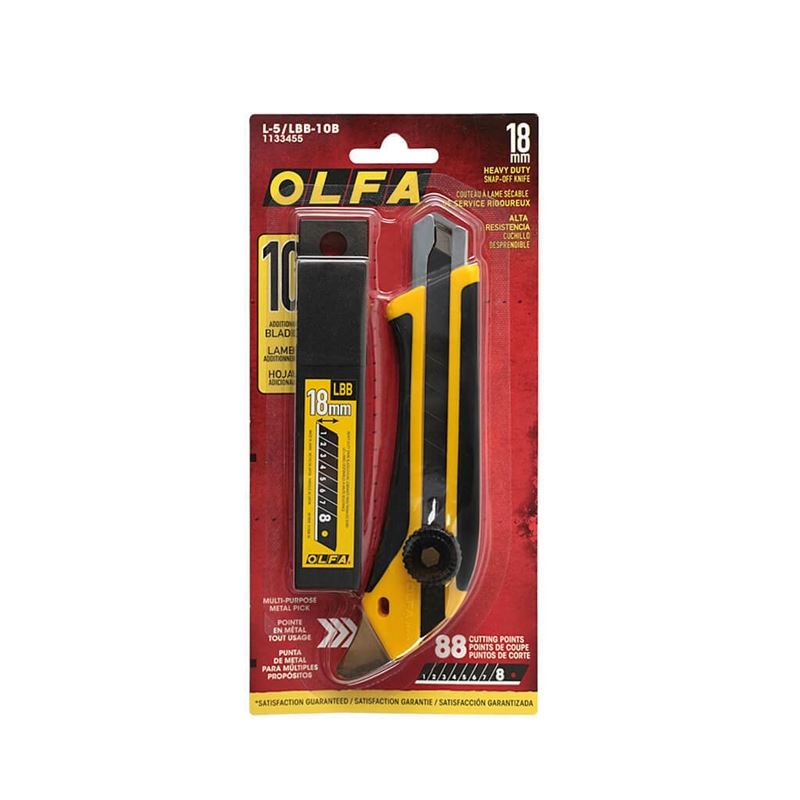 OLFA L-5/LBB-10B 18mm Ratchet-Lock Fibreglass-Reinforced Snap-Off Knife Combo Set