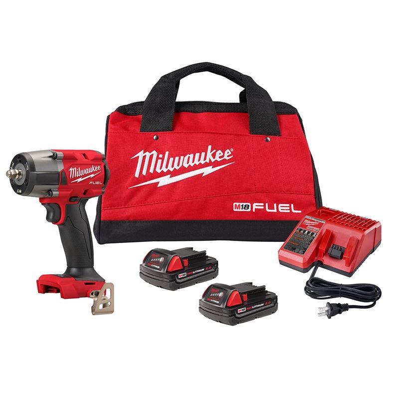 2960-22CT M18 FUEL 18 Volt Lithium-Ion Brushless Cordless 3/8 Mid-Torque Impact Wrench w/ Friction Ring CP2.0 Kit