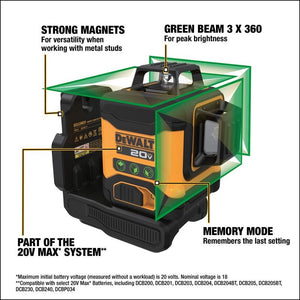 DEWALT DCLE34031B 20V 3x360 Line Laser (Tool Only)