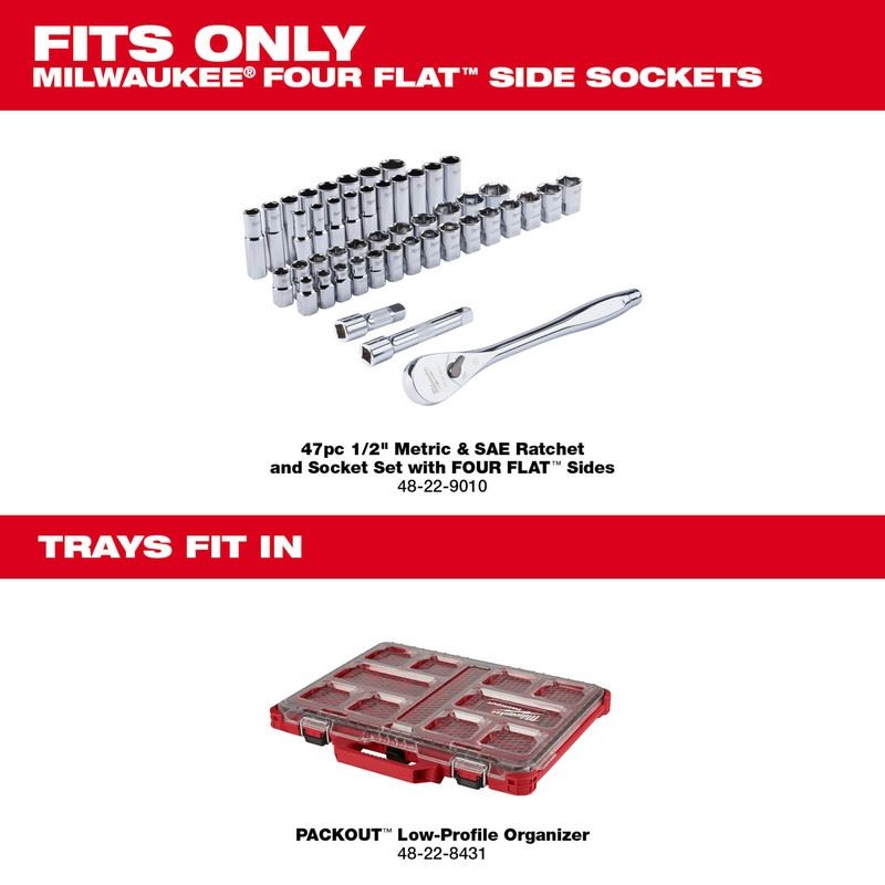 Milwaukee 48-22-9487 47pc 1/2in Drive Ratchet  Socket Set with PACKOUT Organizer