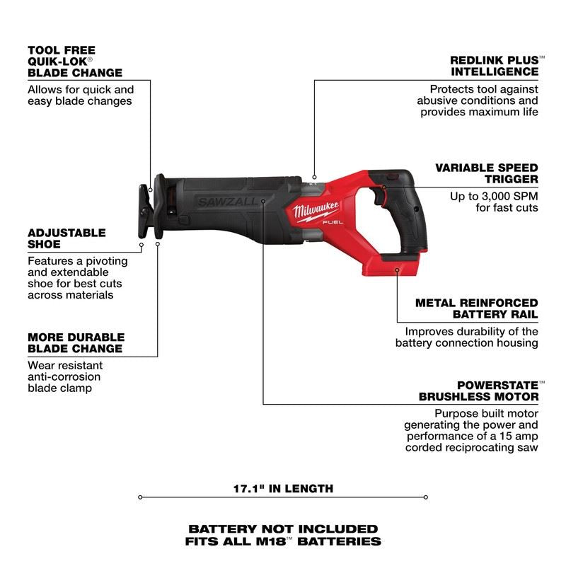 Milwaukee 3697-25 M18 FUEL 5 Tool Combo Kit