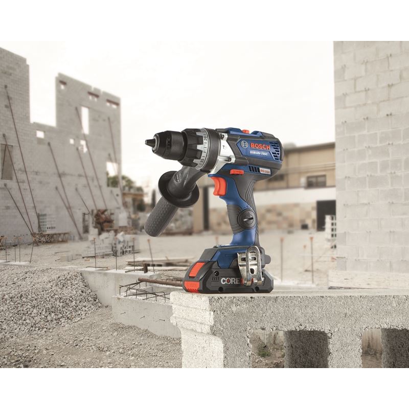 Bosch GSB18V-755CB25 18V EC Brushless Connected-Ready Brute Tough 1/2 In. Hammer Drill/Driver Kit with (2) CORE18V 4.0 Ah Compact Batteries