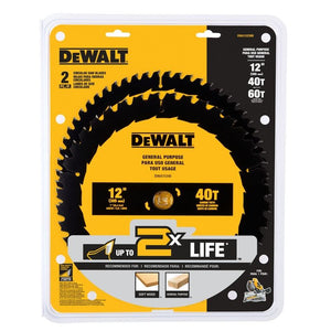 DEWALT DWA112CMB 12 in. 40T / 60T General Purpose Combo Pack